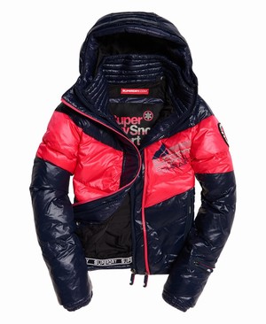 Superdry Snow Terrain Down Puffer Női Kabát Sötétkék/Rózsaszín | IODCV5197